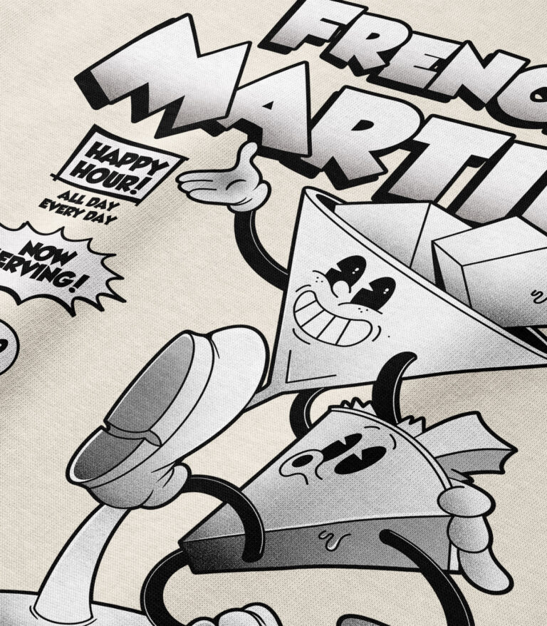 French Martini Black & White Heavyweight Organic Hoodie