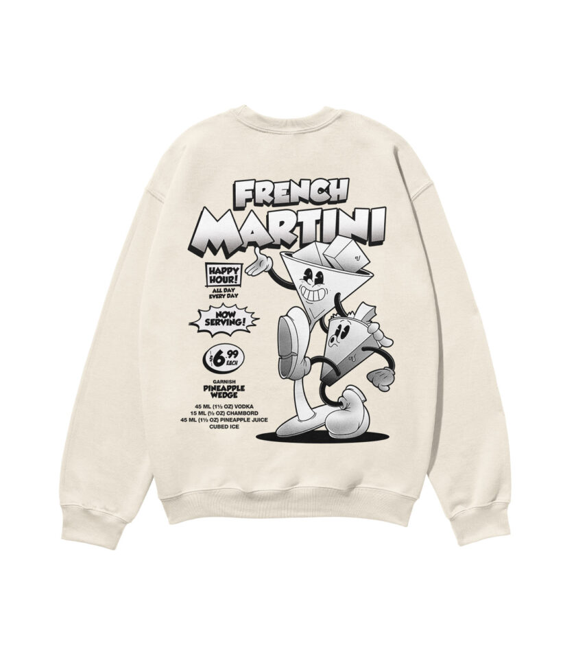 French Martini Black & White Heavyweight Organic Sweatshirt - Image 4