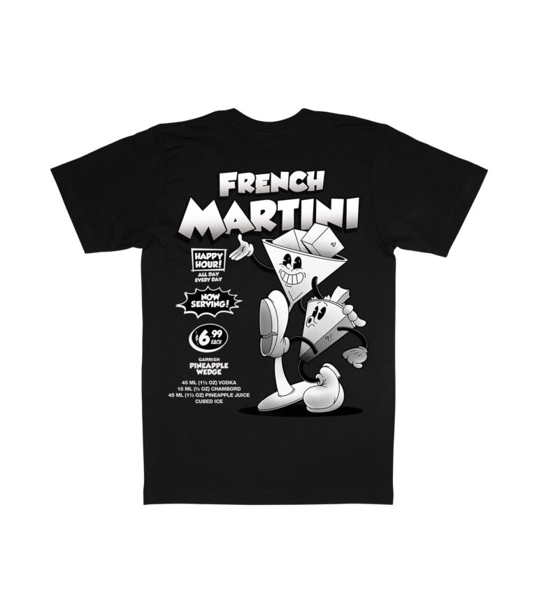 French Martini Black & White Organic Heavyweight T-Shirt