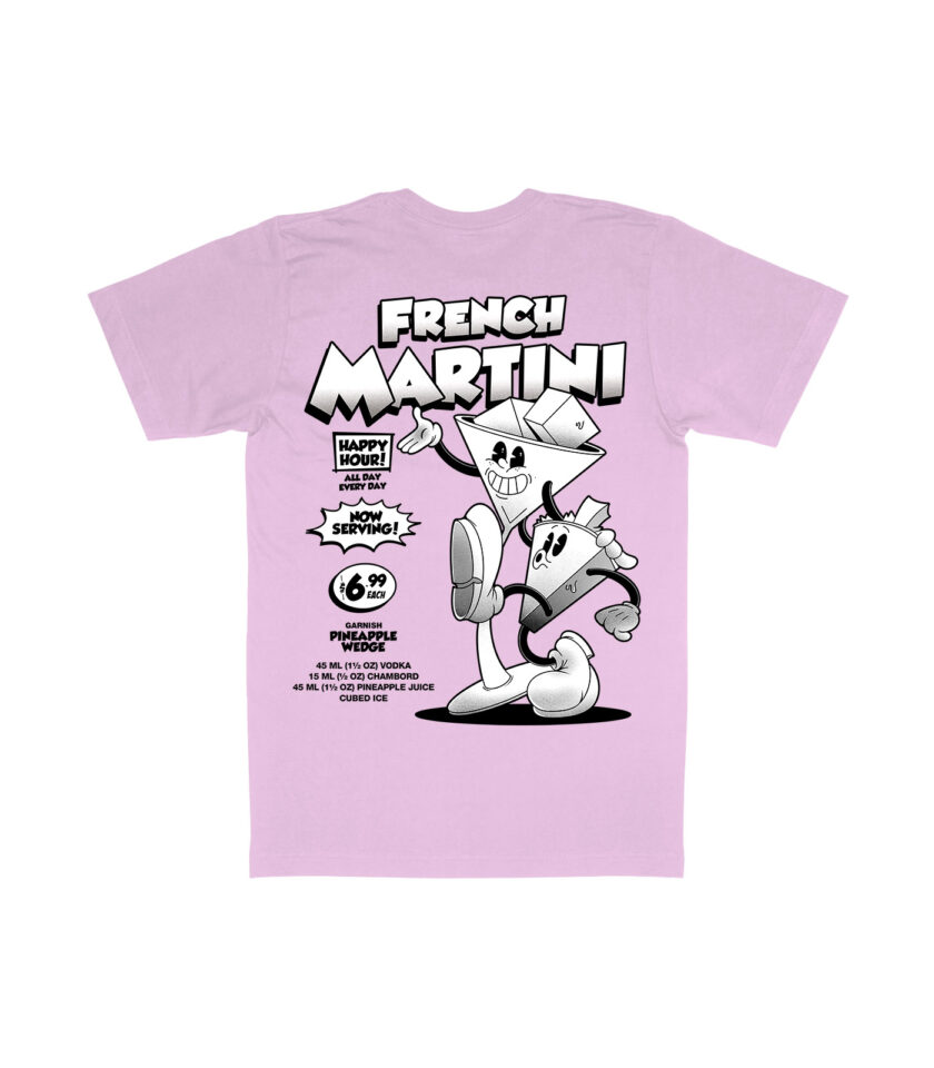 French Martini Black & White Organic Heavyweight T-Shirt - Image 10