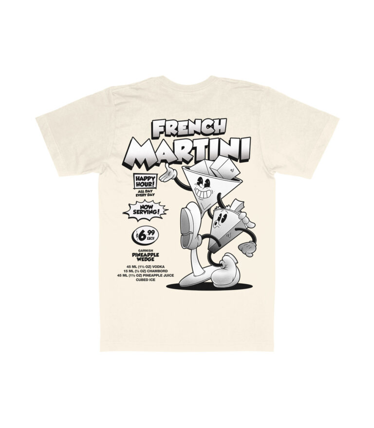 French Martini Black & White Organic Heavyweight T-Shirt