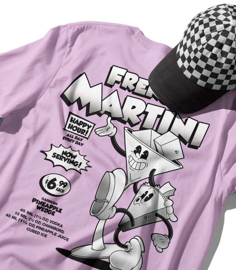 French Martini Black & White Organic Heavyweight T-Shirt