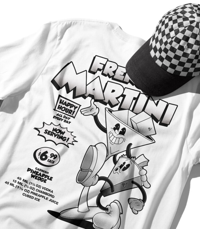 French Martini Black & White Organic Heavyweight T-Shirt