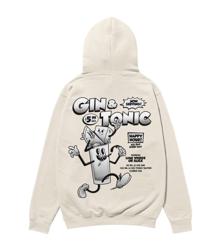 Gin & Tonic Black & White Heavyweight Organic Hoodie