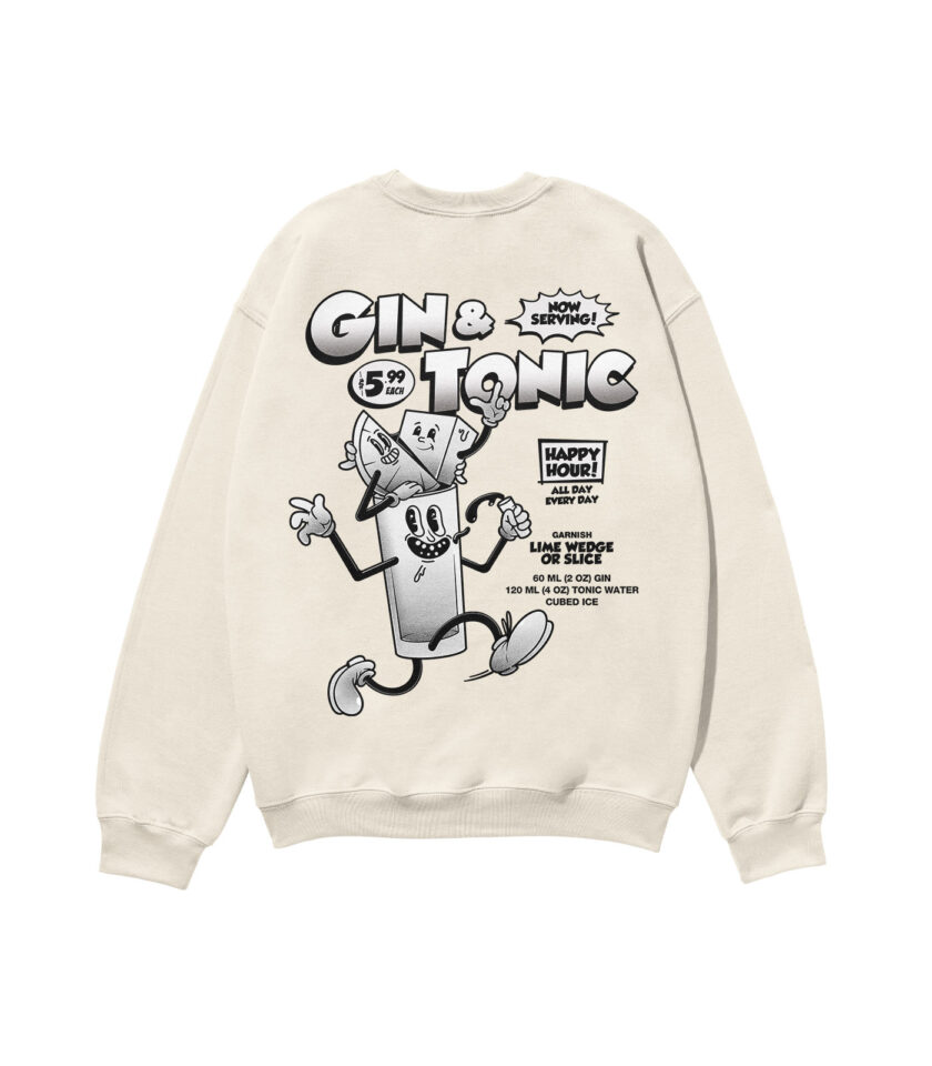 Gin & Tonic Black & White Heavyweight Organic Sweatshirt - Image 4