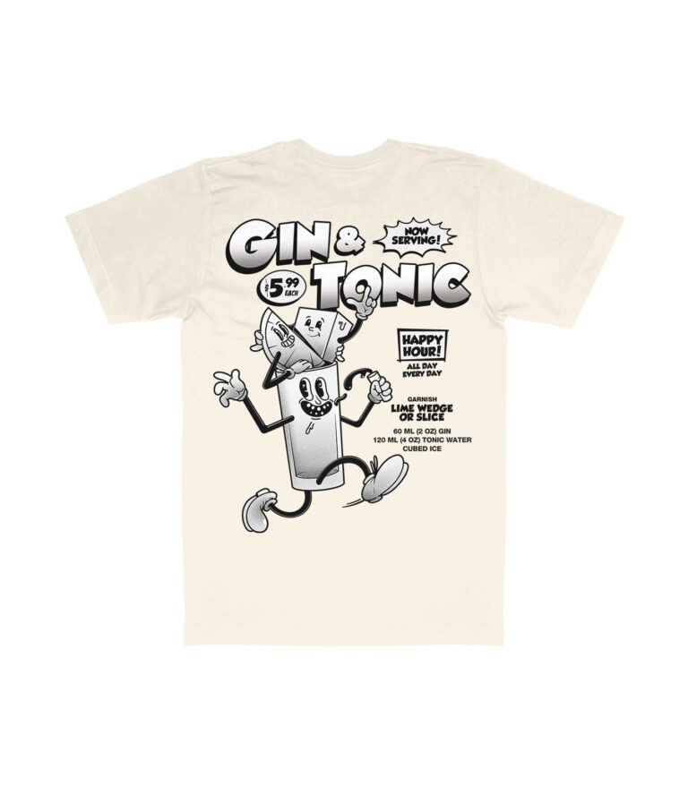 Gin & Tonic Black & White Organic Heavyweight T-Shirt
