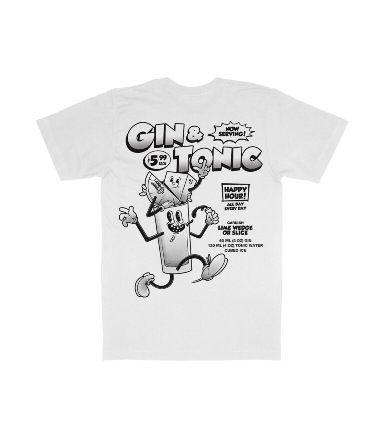 Gin & Tonic Black & White Organic Heavyweight T-Shirt