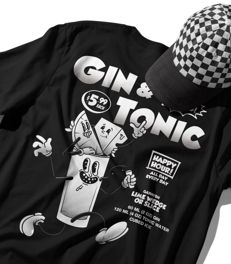 Gin & Tonic Black & White Organic Heavyweight T-Shirt