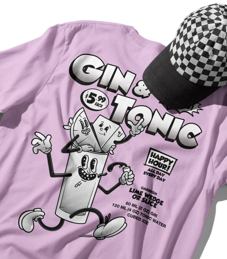 Gin & Tonic Black & White Organic Heavyweight T-Shirt