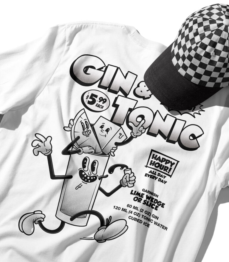 Gin & Tonic Black & White Organic Heavyweight T-Shirt