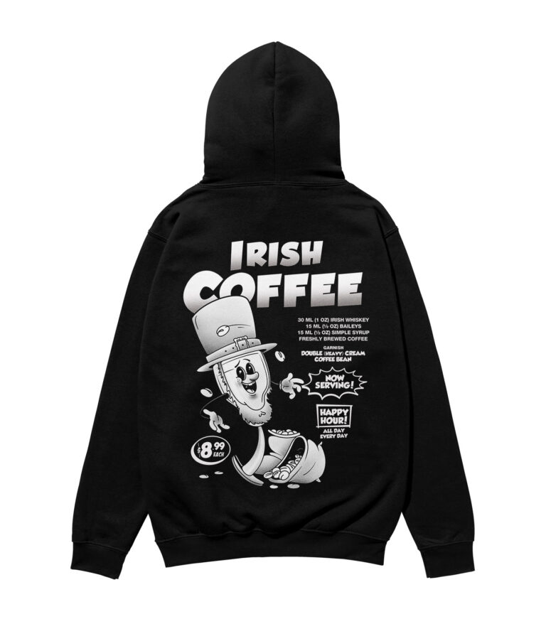 Irish Coffee Black & White Heavyweight Organic Hoodie