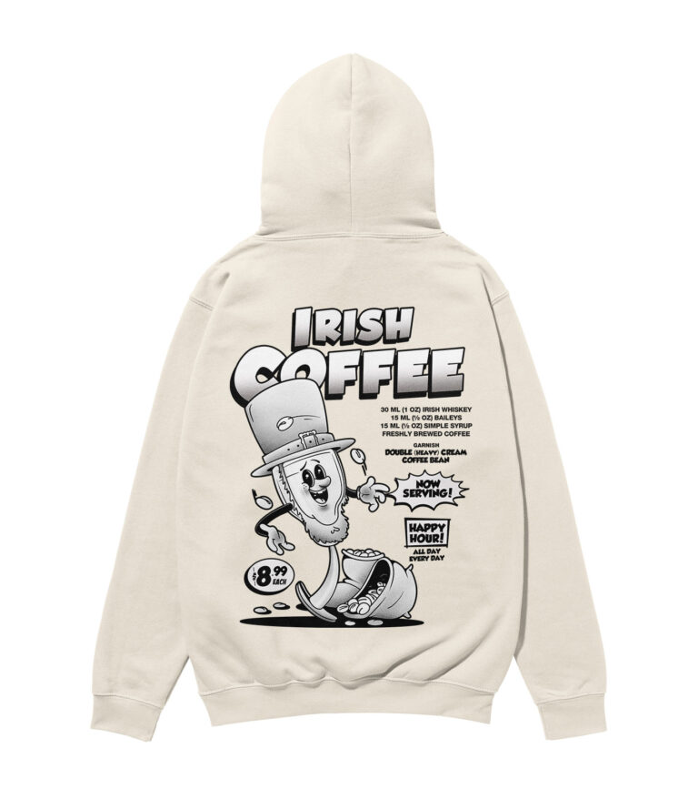 Irish Coffee Black & White Heavyweight Organic Hoodie