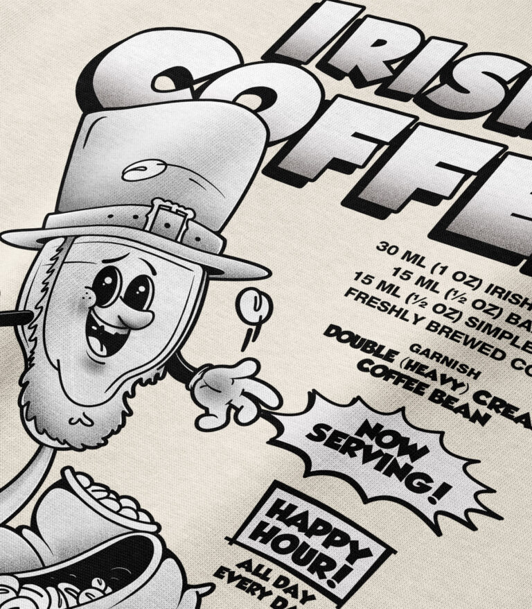 Irish Coffee Black & White Heavyweight Organic Hoodie