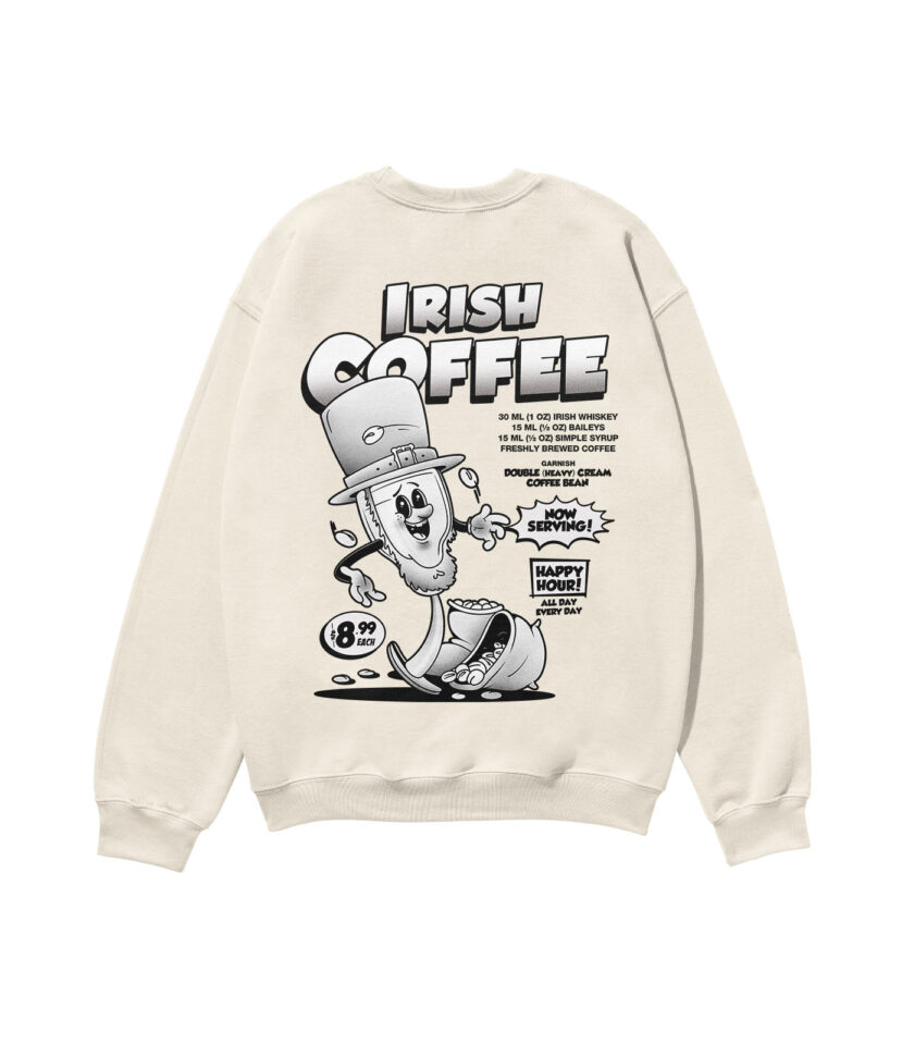 Irish Coffee Black & White Heavyweight Organic Sweatshirt - Image 4