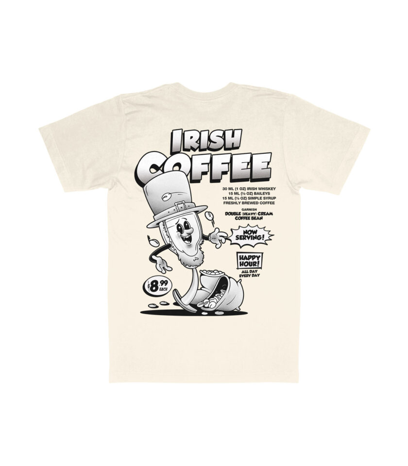 Irish Coffee Black & White Organic Heavyweight T-Shirt - Image 4
