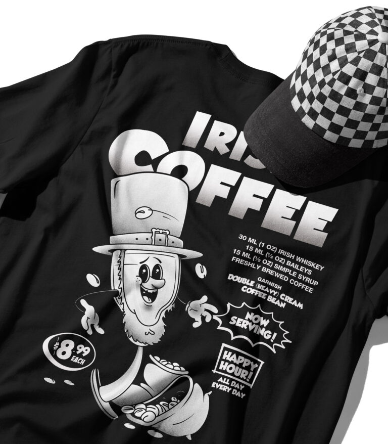 Irish Coffee Black & White Organic Heavyweight T-Shirt