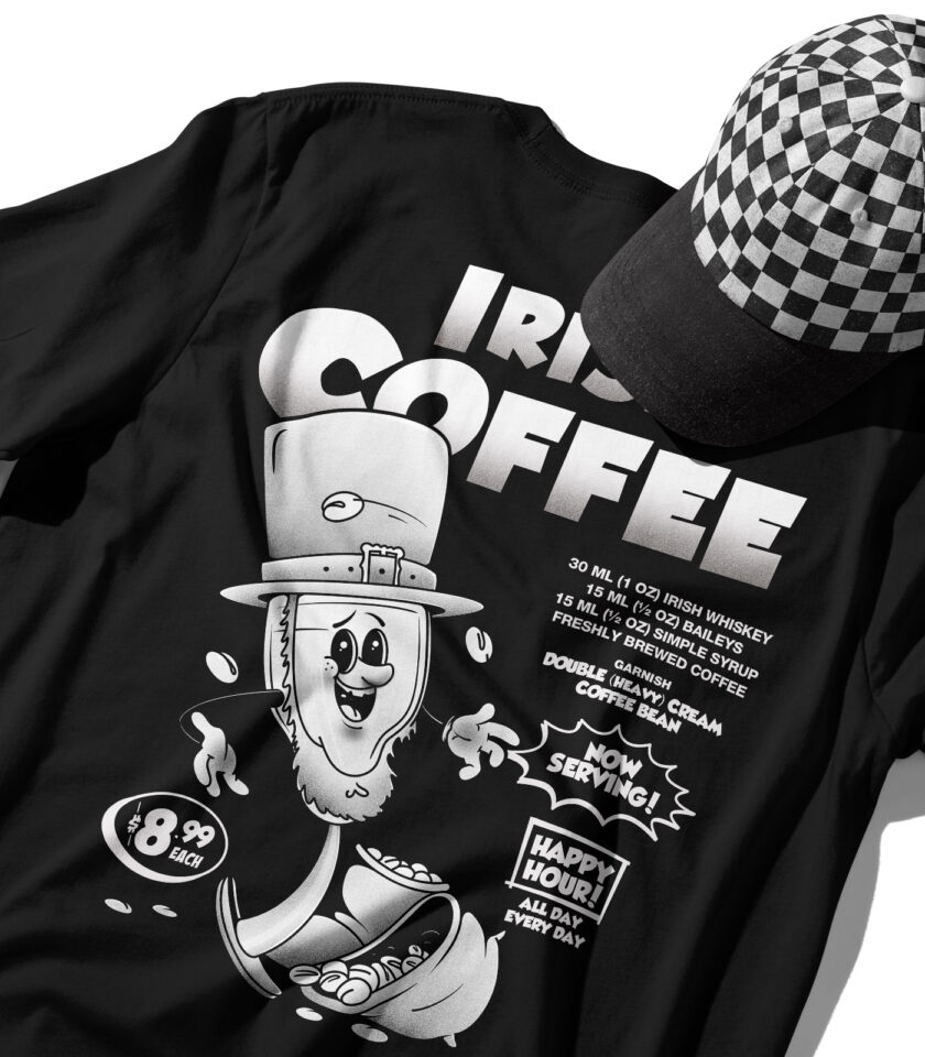Irish Coffee Black & White Organic Heavyweight T-Shirt - Image 3