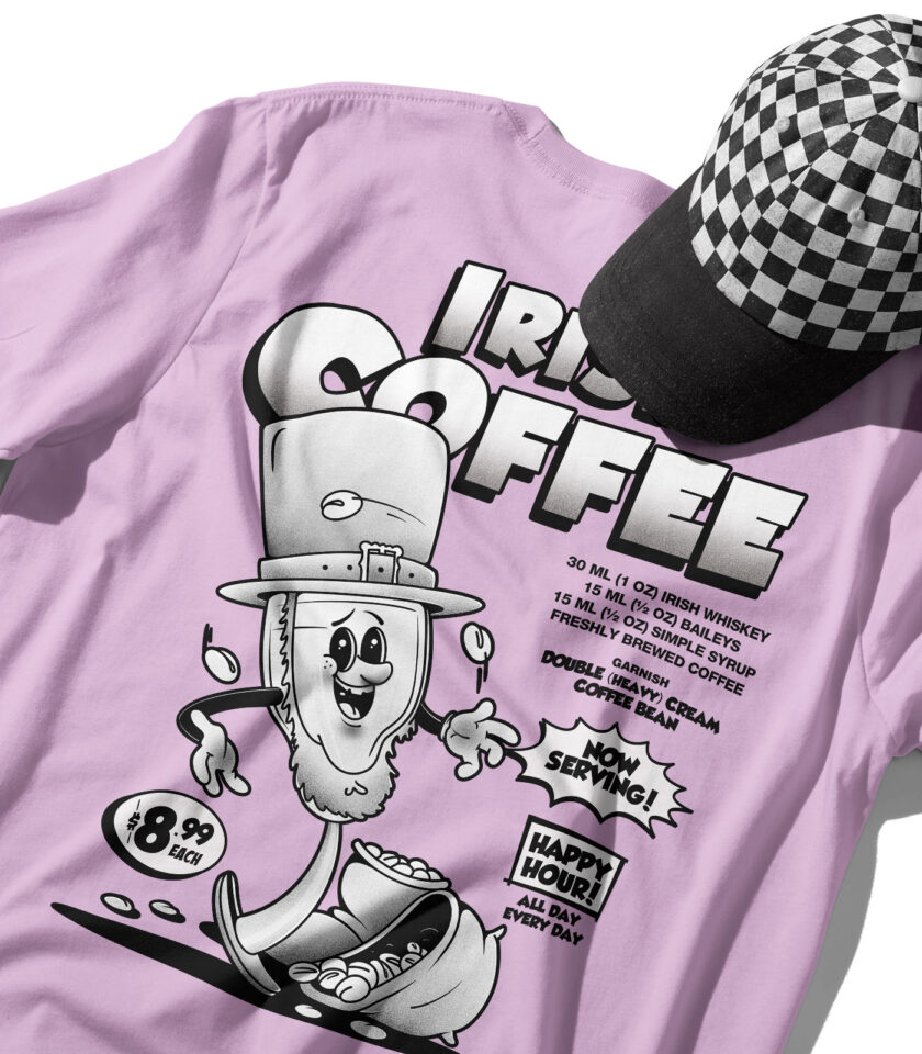 Irish Coffee Black & White Organic Heavyweight T-Shirt - Image 12