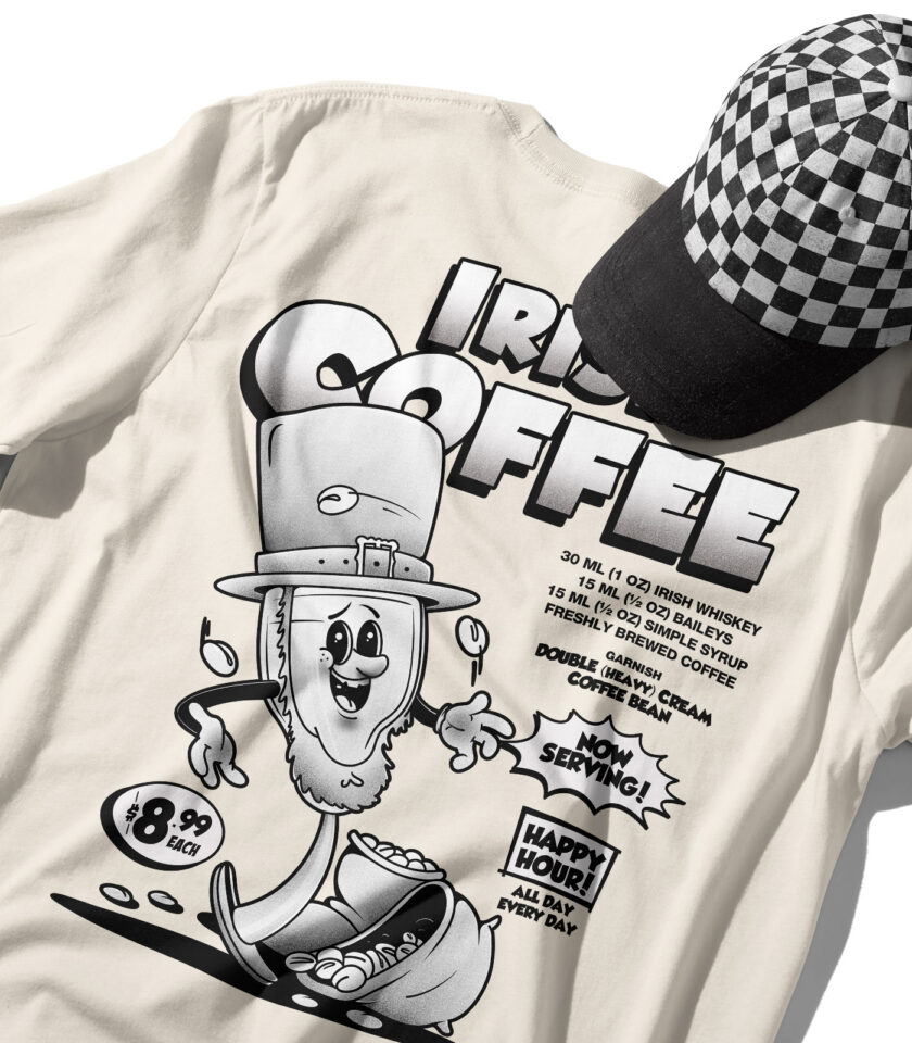 Irish Coffee Black & White Organic Heavyweight T-Shirt - Image 6