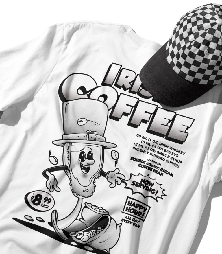 Irish Coffee Black & White Organic Heavyweight T-Shirt