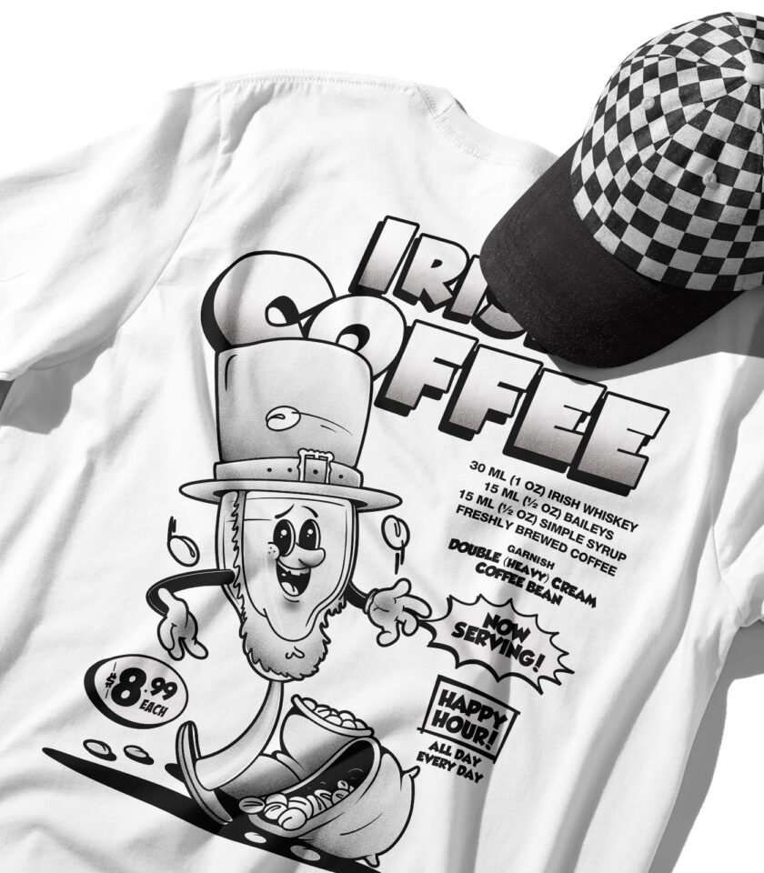 Irish Coffee Black & White Organic Heavyweight T-Shirt - Image 9