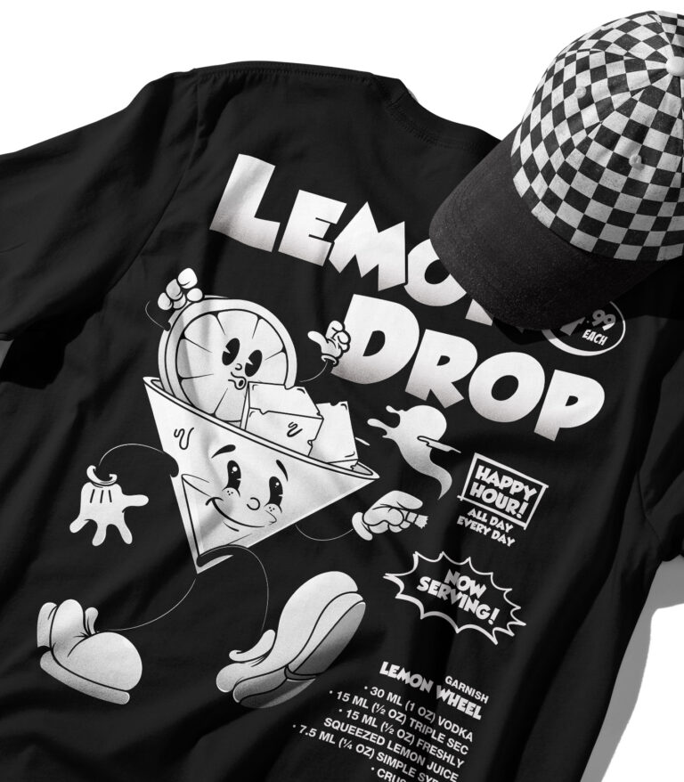 Lemon Drop Black & White Organic Heavyweight T-Shirt