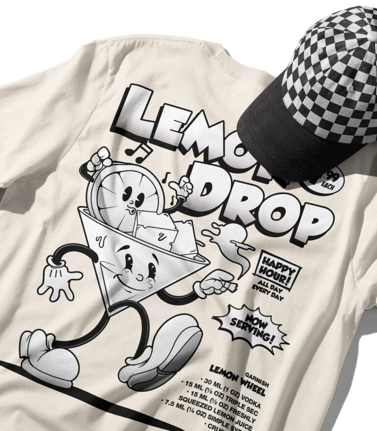 Lemon Drop Black & White Organic Heavyweight T-Shirt