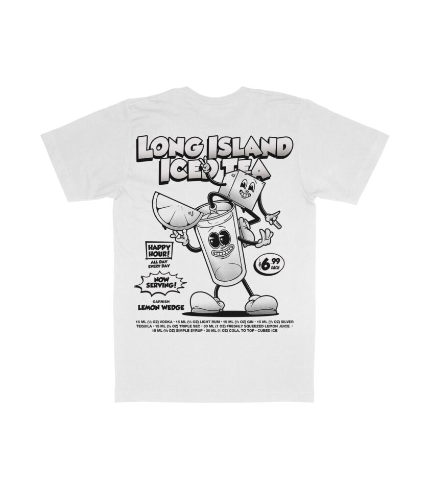 Long Island Iced Tea Black & White Organic Heavyweight T-Shirt - Image 7