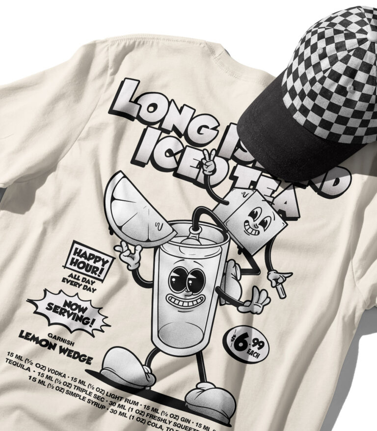 Long Island Iced Tea Black & White Organic Heavyweight T-Shirt