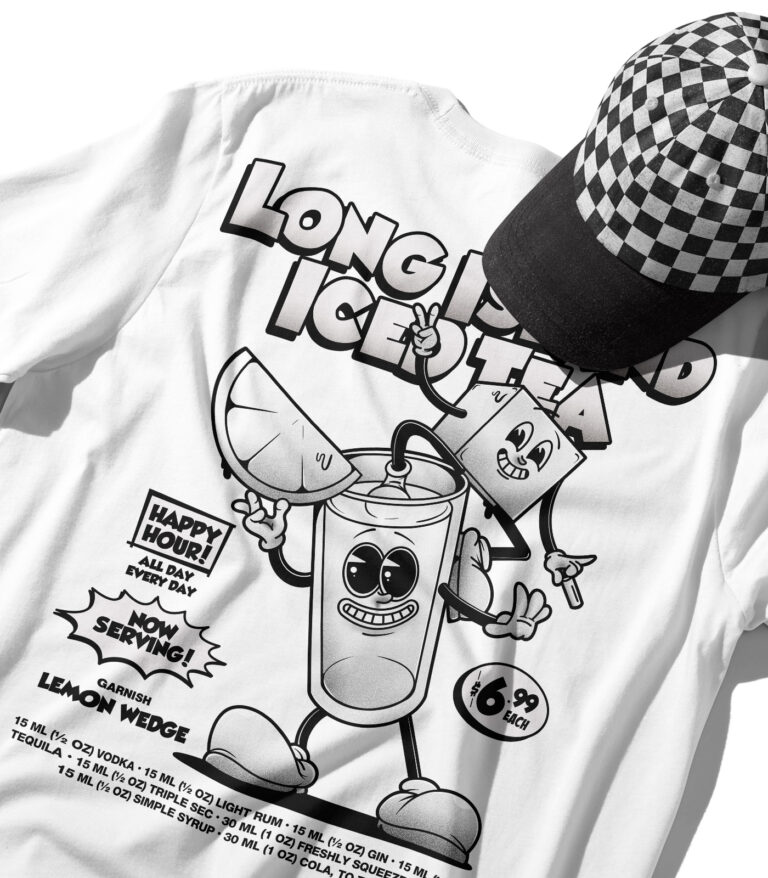 Long Island Iced Tea Black & White Organic Heavyweight T-Shirt