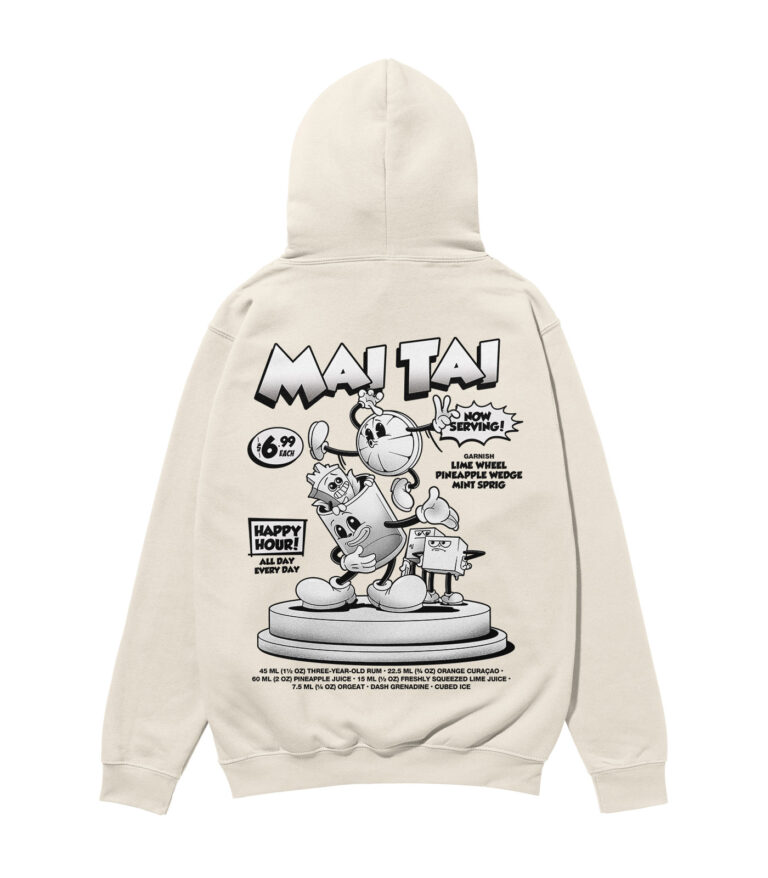 Mai Tai Black & White Heavyweight Organic Hoodie