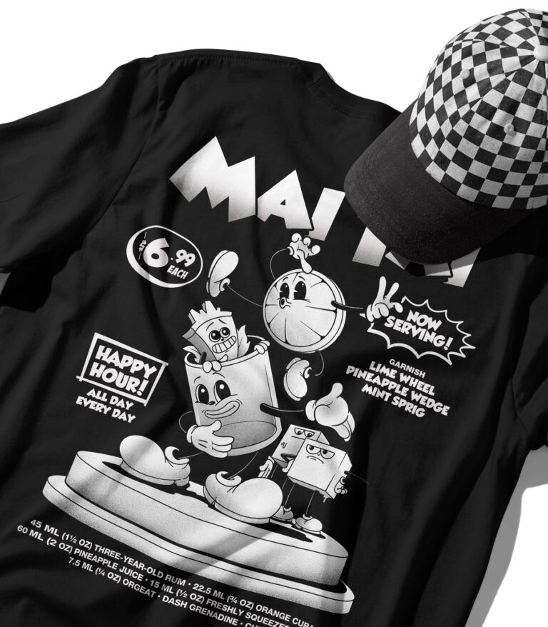 Mai Tai Organic Black & White Heavyweight T-Shirt