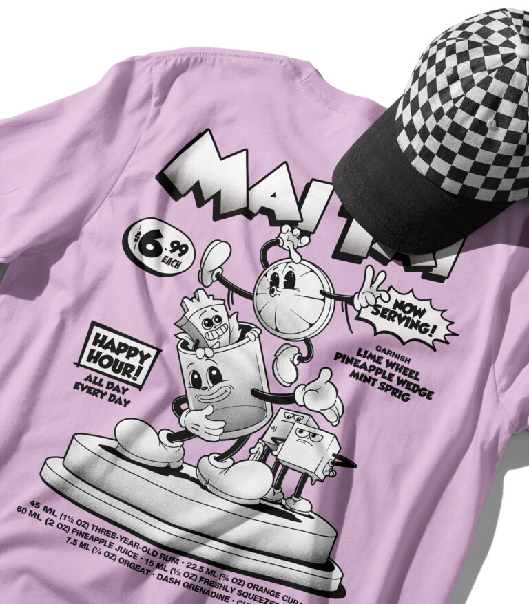 Mai Tai Organic Black & White Heavyweight T-Shirt