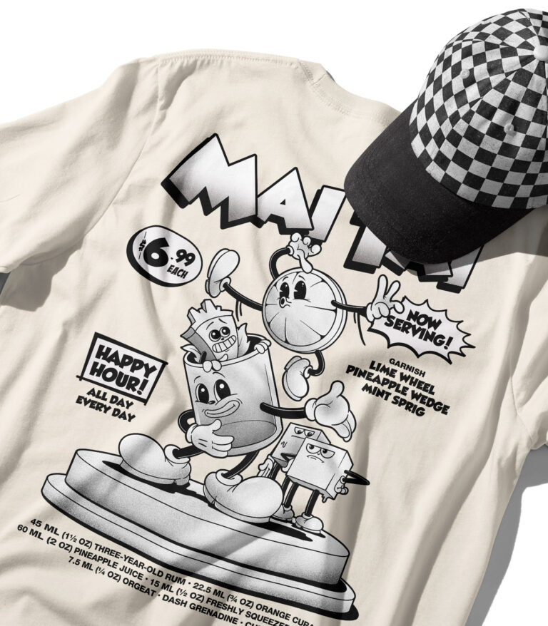 Mai Tai Organic Black & White Heavyweight T-Shirt