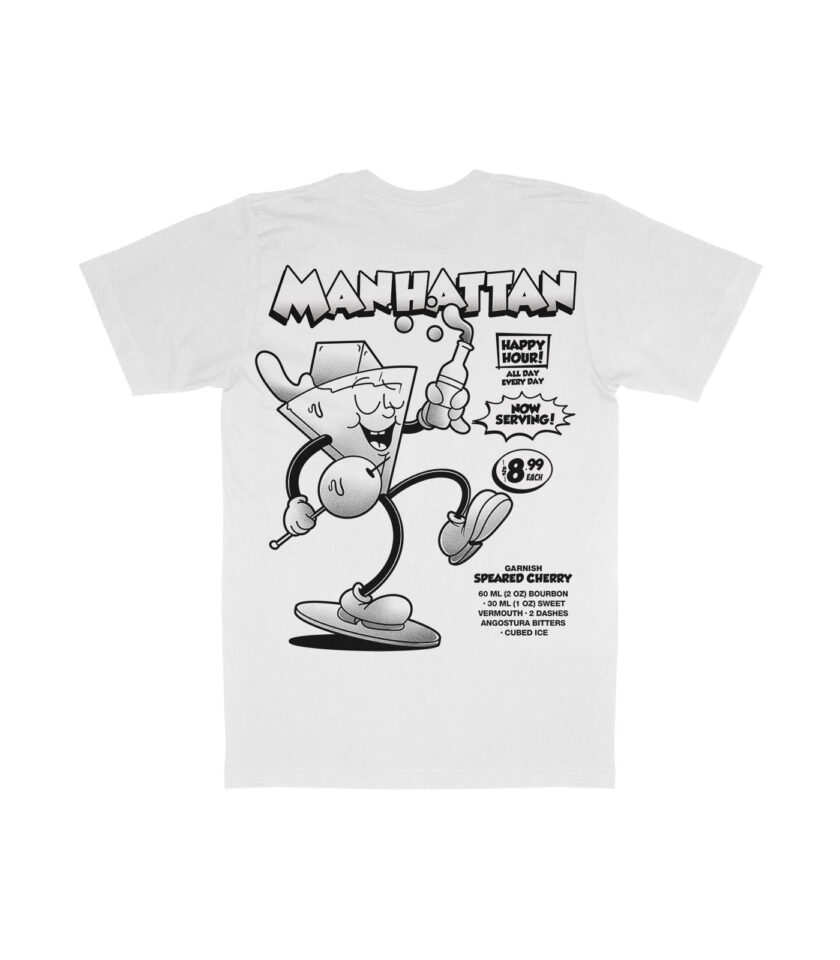 Manhattan Black & White Organic Heavyweight T-Shirt - Image 7