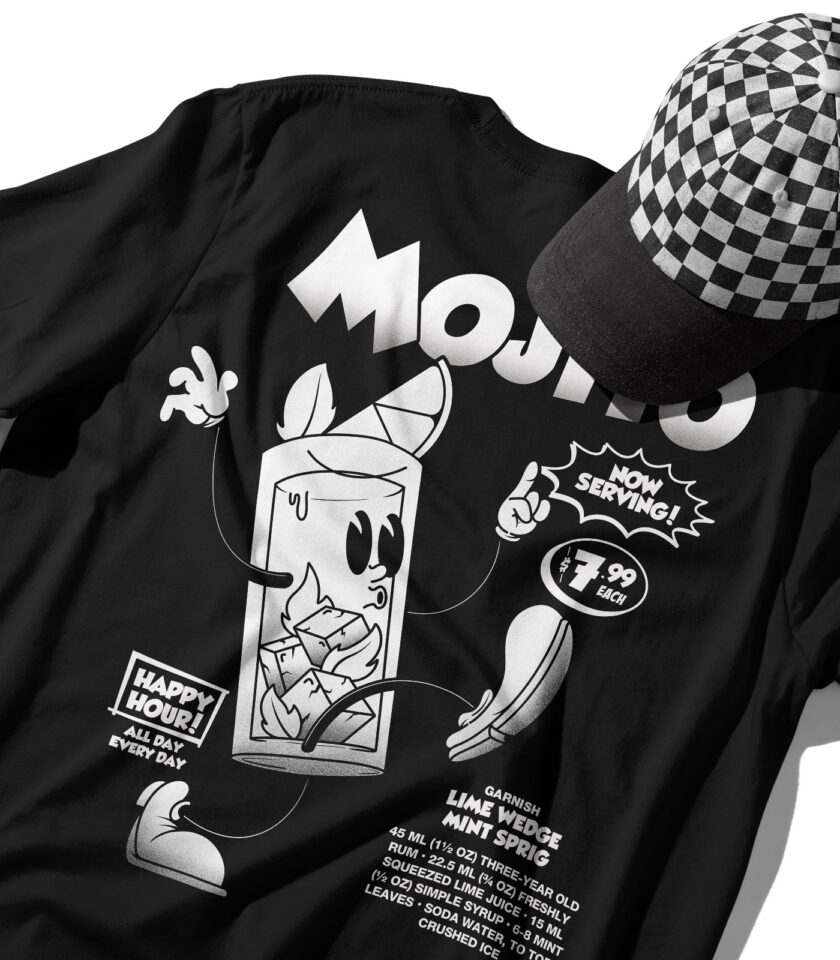 Mojito Black & White Organic Heavyweight T-Shirt - Image 3