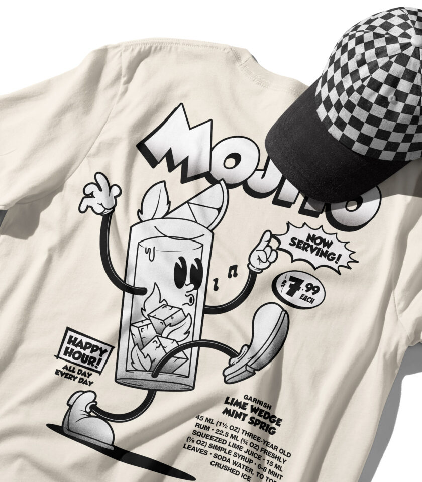 Mojito Black & White Organic Heavyweight T-Shirt - Image 6