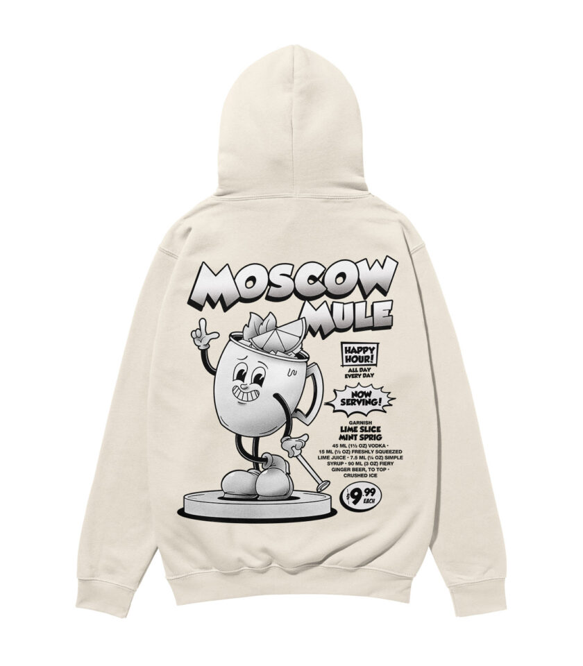 Moscow Mule Black & White Heavyweight Organic Hoodie - Image 4