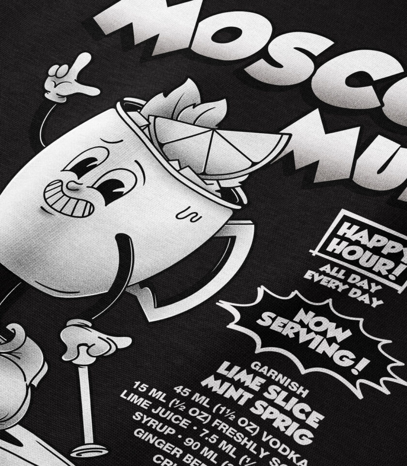 Moscow Mule Black & White Heavyweight Organic Hoodie - Image 3