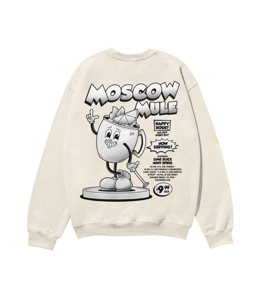 Moscow Mule Black & White Heavyweight Organic Sweatshirt - Image 4