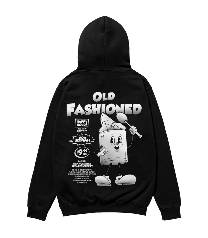 Old Fashioned Black & White Heavyweight Organic Hoodie