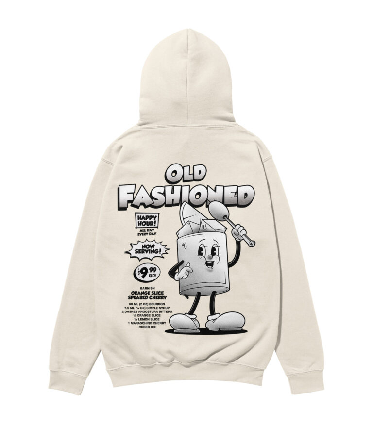 Old Fashioned Black & White Heavyweight Organic Hoodie