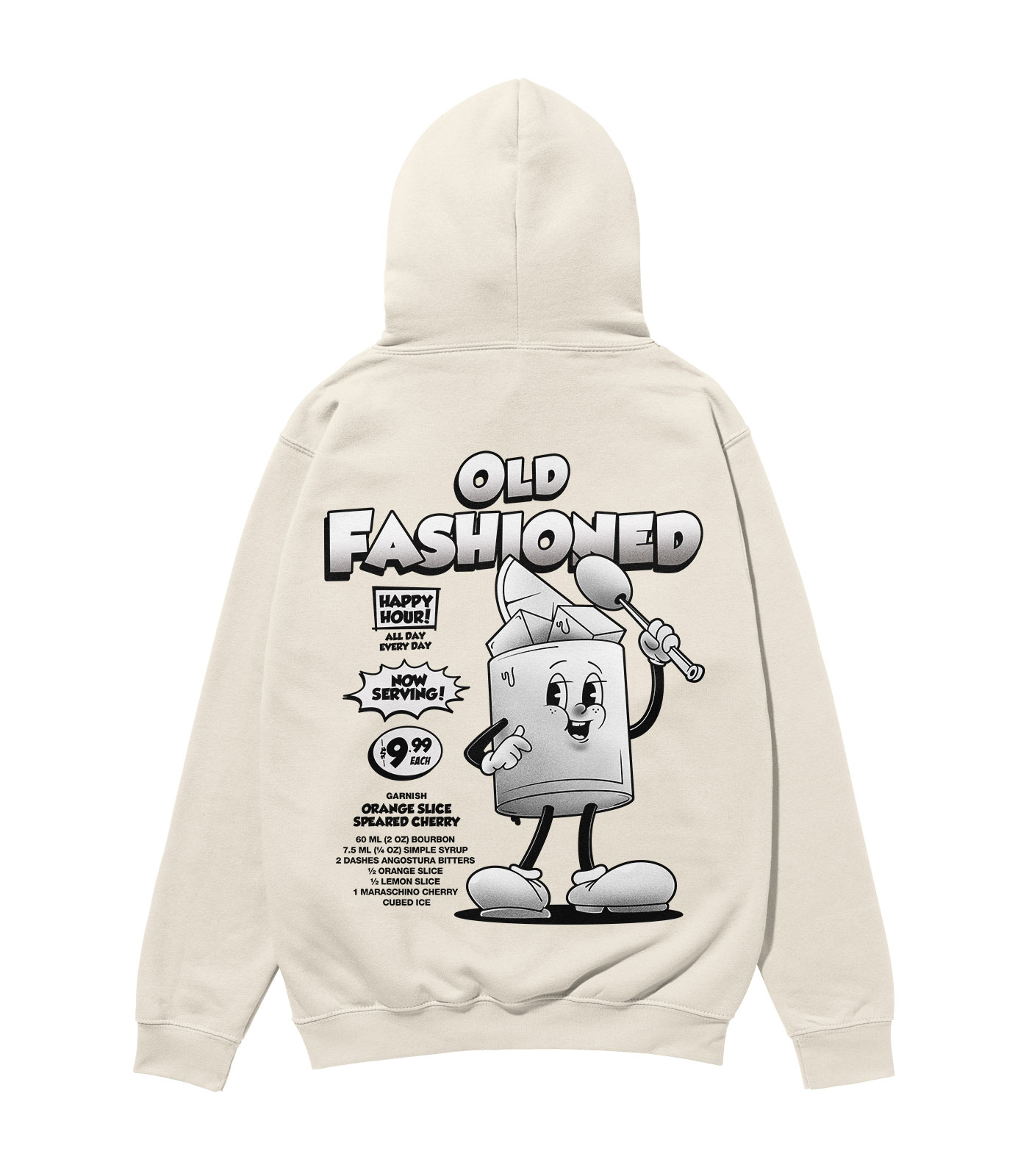 Old Fashioned Black & White Heavyweight Organic Hoodie - Image 4