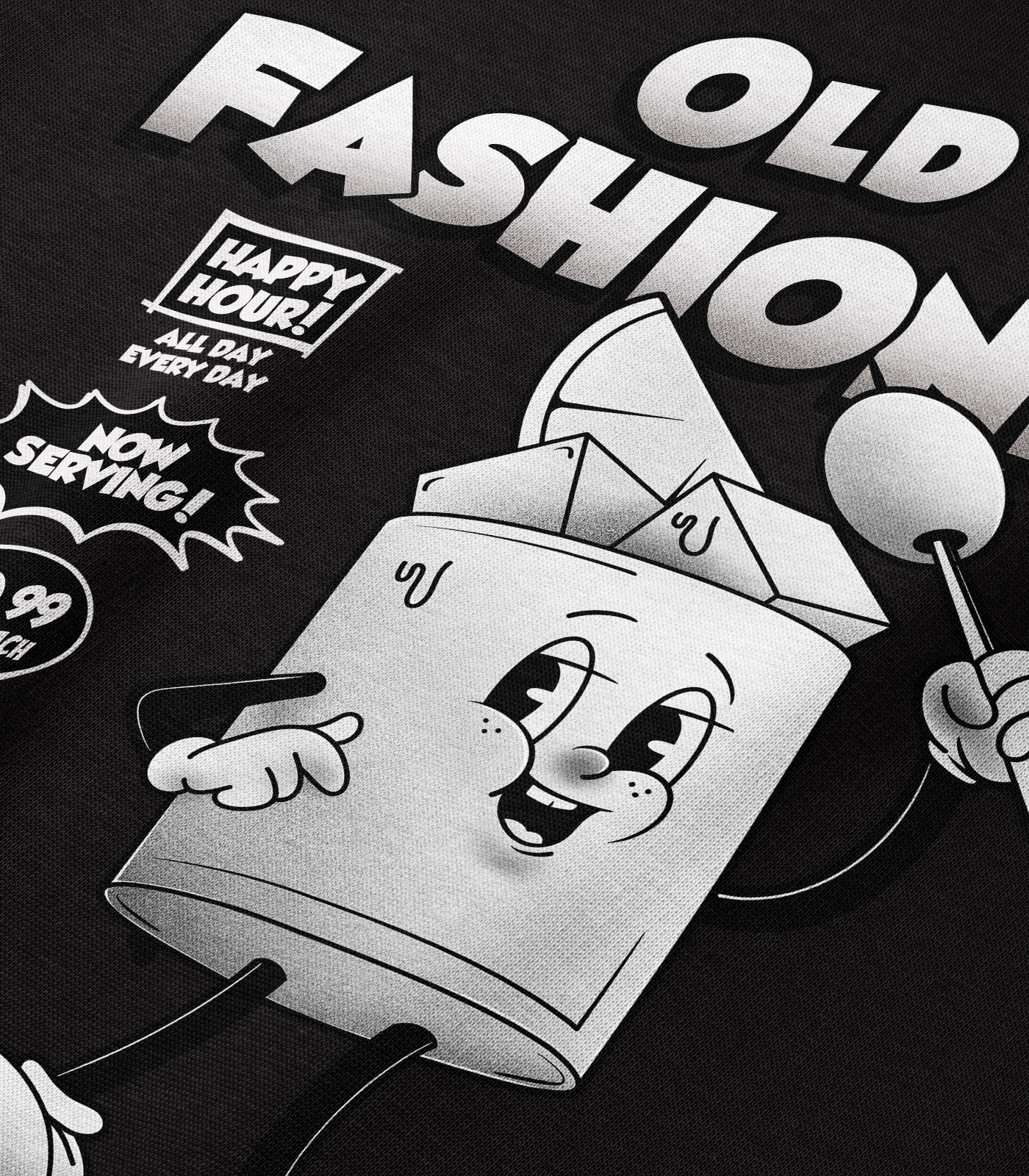 Old Fashioned Black & White Heavyweight Organic Hoodie - Image 3