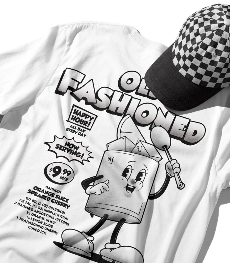 Old Fashioned Black & White Organic Heavyweight T-Shirt