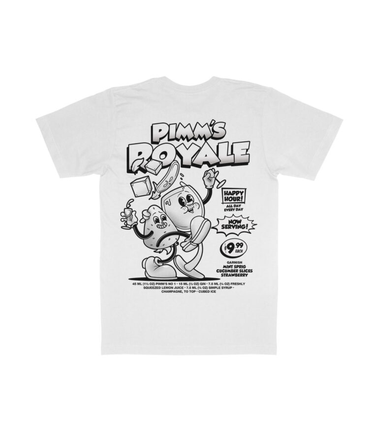 Pimm's Royale Black & White Organic Heavyweight T-Shirt