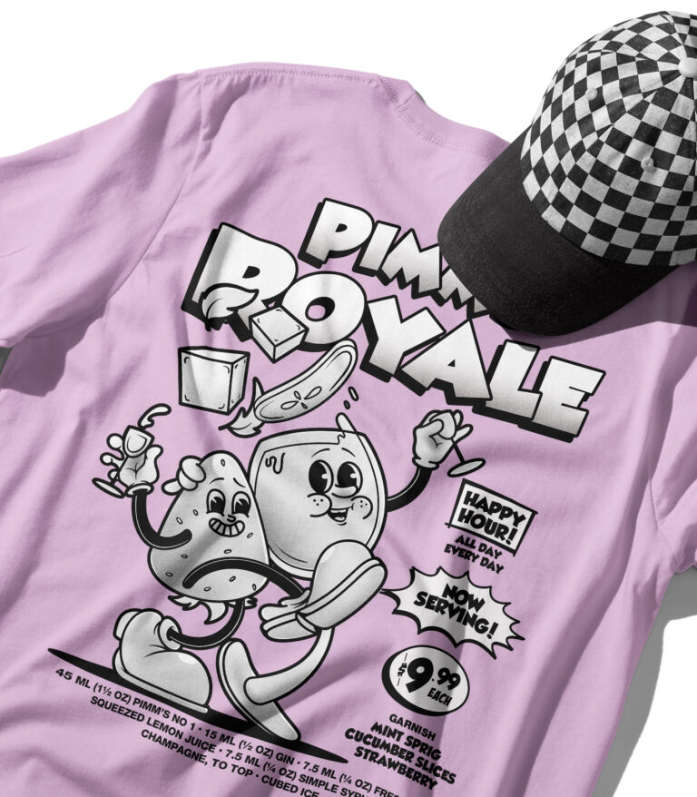 Pimm's Royale Black & White Organic Heavyweight T-Shirt