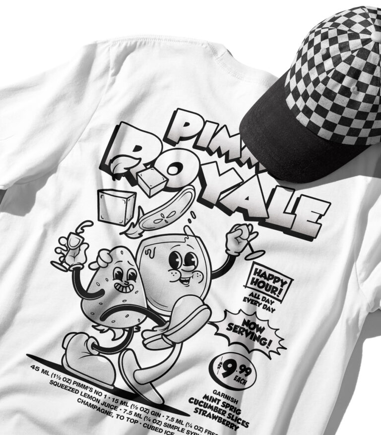 Pimm's Royale Black & White Organic Heavyweight T-Shirt
