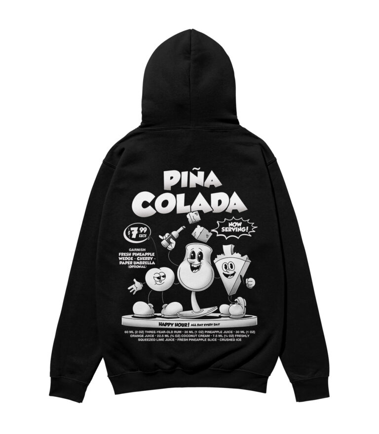 Piña Colada Black & White Heavyweight Organic Hoodie