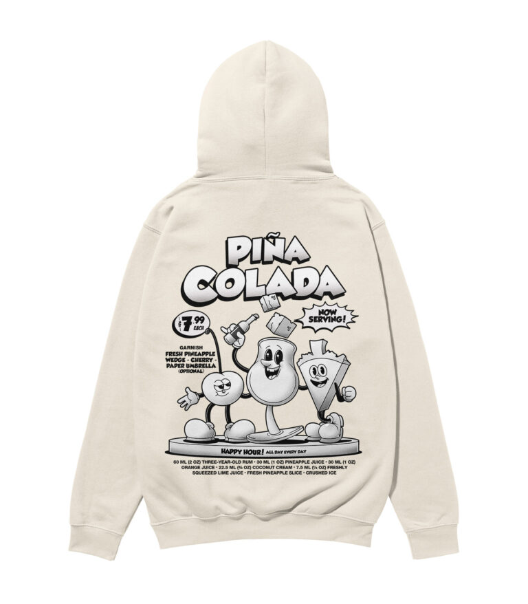 Piña Colada Black & White Heavyweight Organic Hoodie